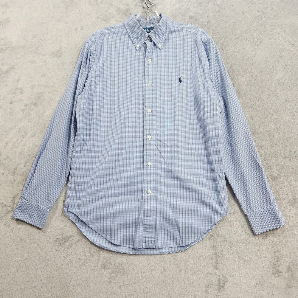 Ralph Lauren Shirt Mens S Blue Check Classic Fit Button Down Long Sleeve Casual